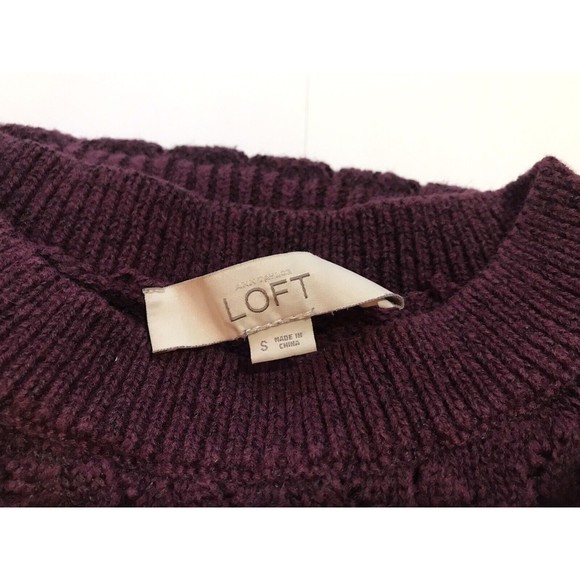 Ann Taylor LOFT Long Sleeve Pullover Knit Sweater Hi Low Hem Burgundy Small S - Picture 7 of 12